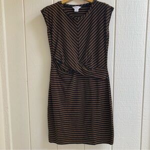 Liz Claiborne Black and Orange Striped Dress Size Medium